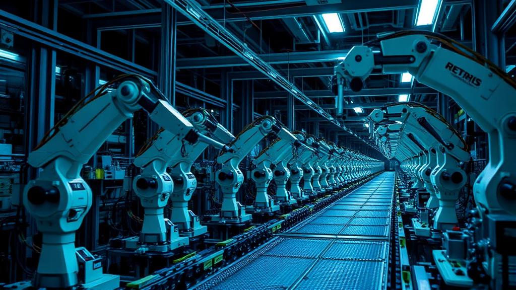 Automated assembly line with robotic arms